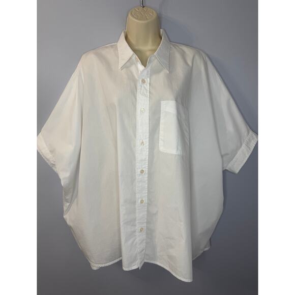 R13 Oversized Boxy Button Pp Shirt Short Sleeve White Relax Sz L Cotton - Picture 8 of 16
